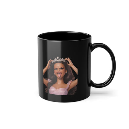 Barbicore Tasse Schwarz – Freche Diva mit Krone & Zunge raus | Lustige Kaffeetasse Geschenk für Frauen