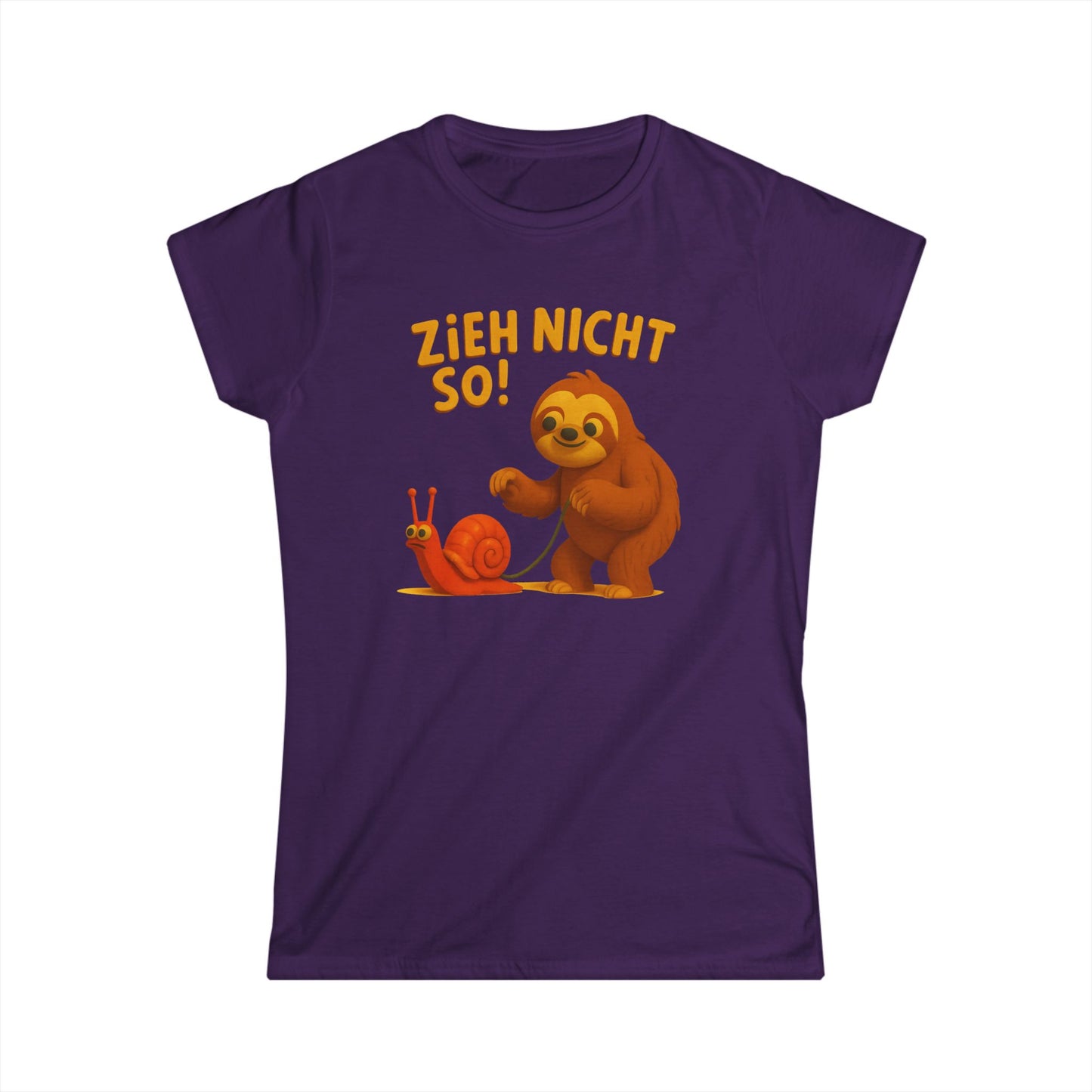 Faultier mit Schnecke an Leine T-Shirt - Zieh nicht so! Lustiges Spruch-Shirt für Geduld & Entspannung