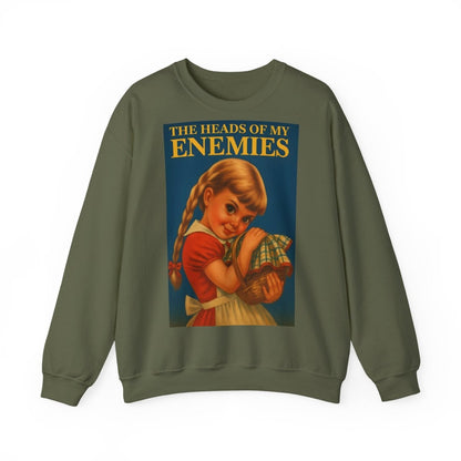 Sweatshirt – Sweatshirt „The Heads of My Enemies“ – Subversive Kunst zum Anziehen | True Insights Design mit Humor