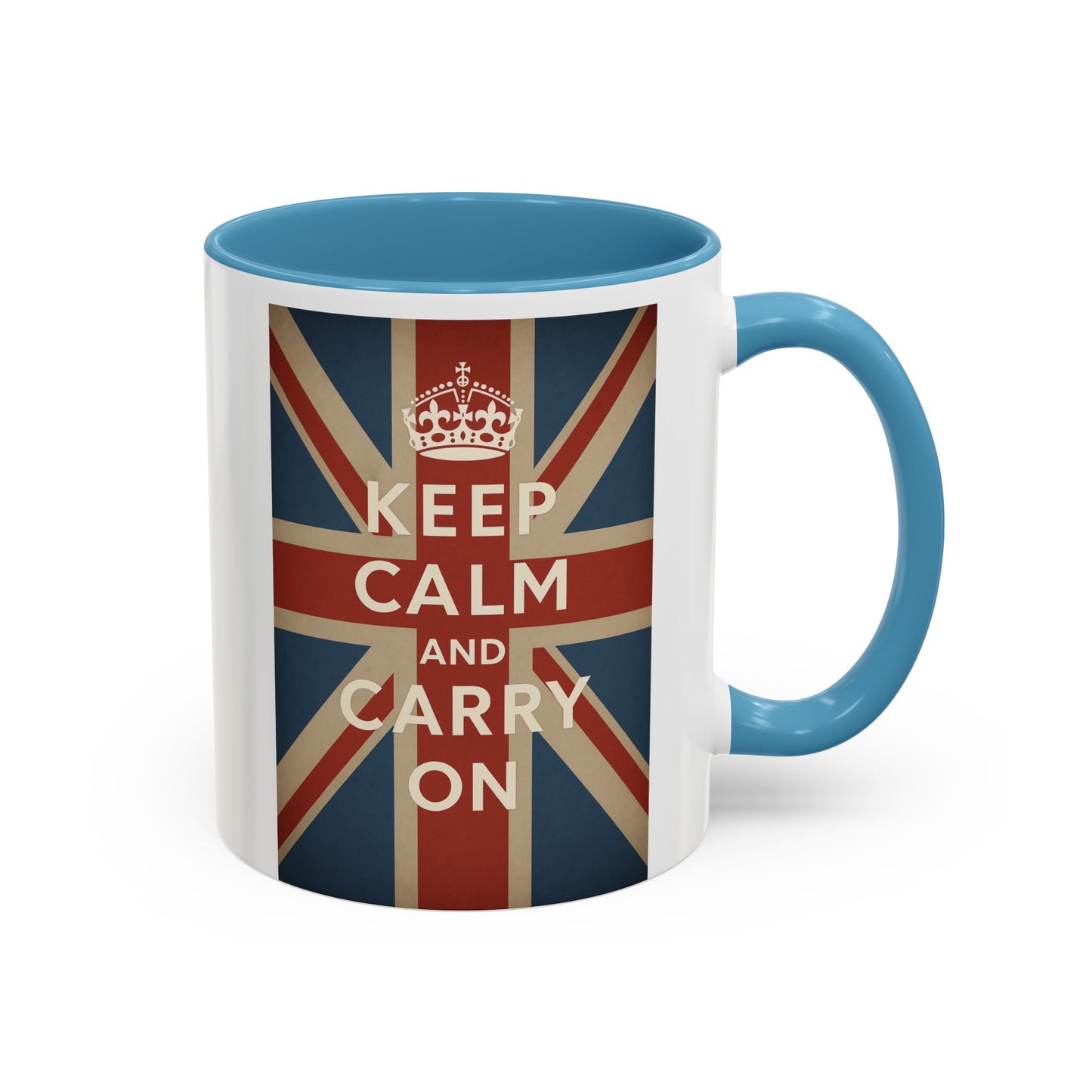 Mug Keep Calm and Carry On – Tasse Union Jack rétro British avec couronne
