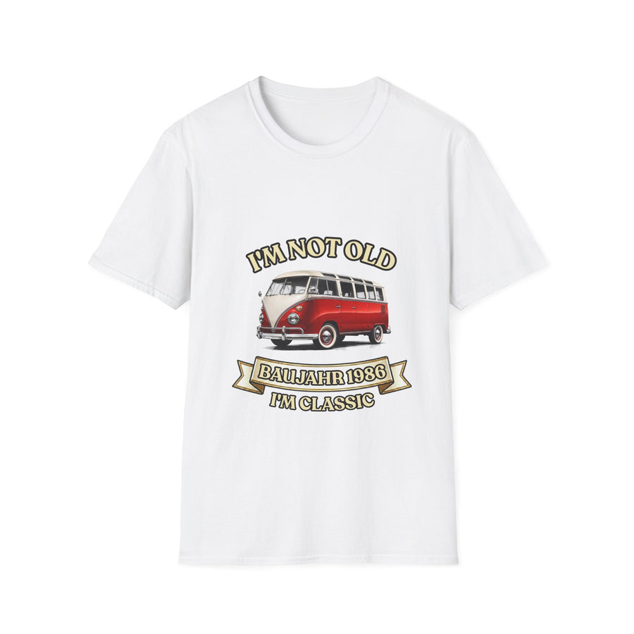 True Insights T-Shirt Baujahr 1986 Retro Bulli Bus zum 40. Geburtstag in Weiß, Unisex Geschenk Shirt