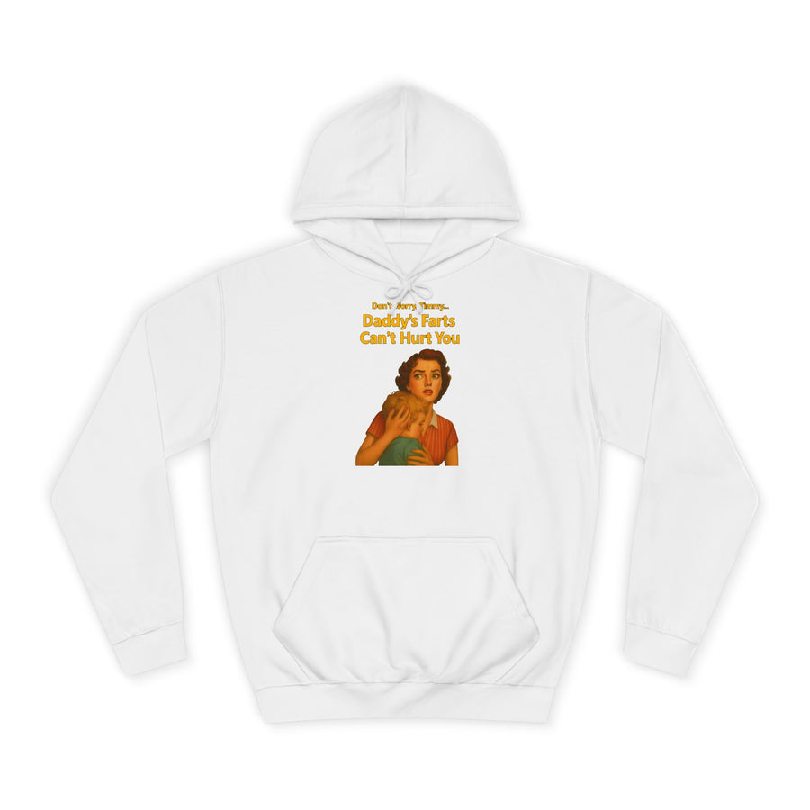 True Insights Daddy's Farts Can't Hurt You Hoodie – Satirisches Retro-Motiv mit schwarzem Humor in Arctic White