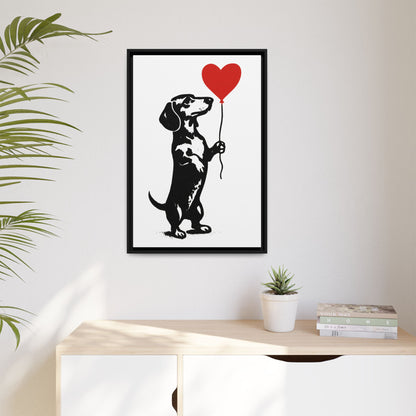 Canvas Bild – Dackel mit Herzballon