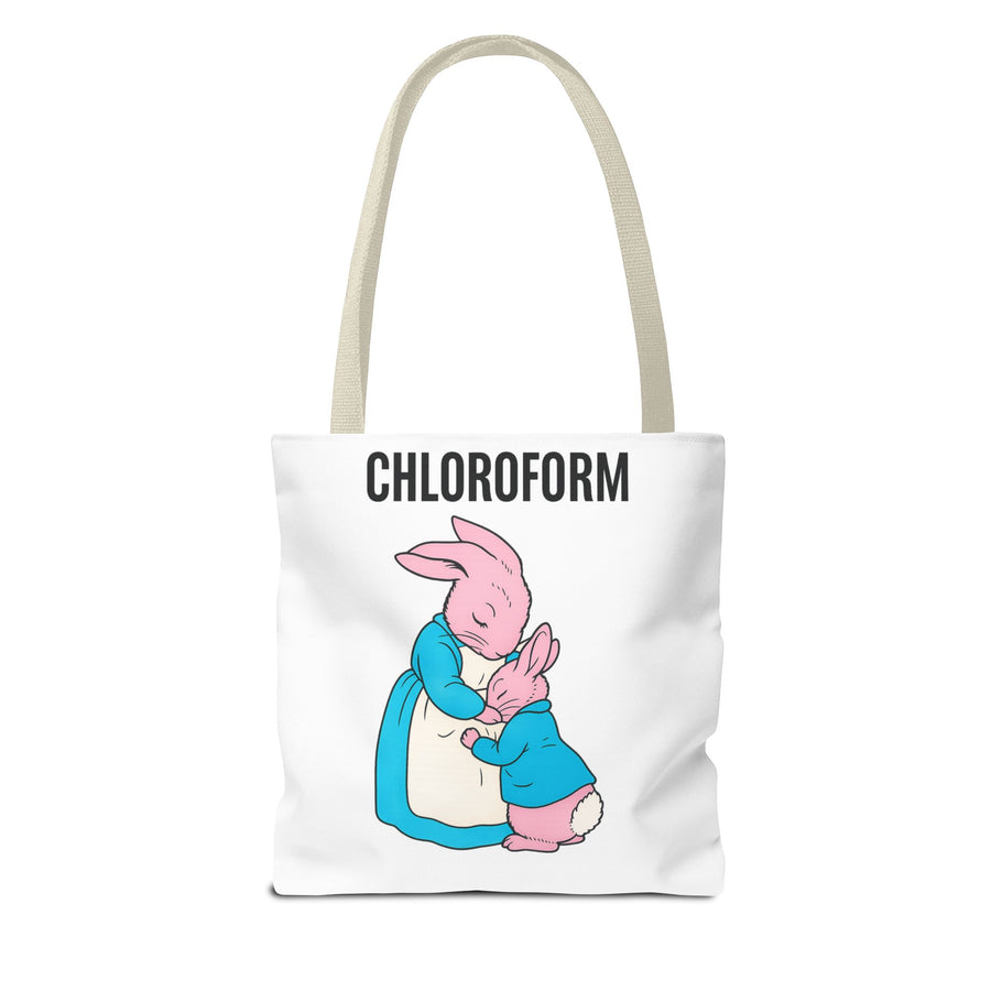 Chloroform Hasen Tote Bag - Lustige Parodie Stoffbeutel mit niedlichem Bunny Motiv - Schwarzer Humor Geschenk