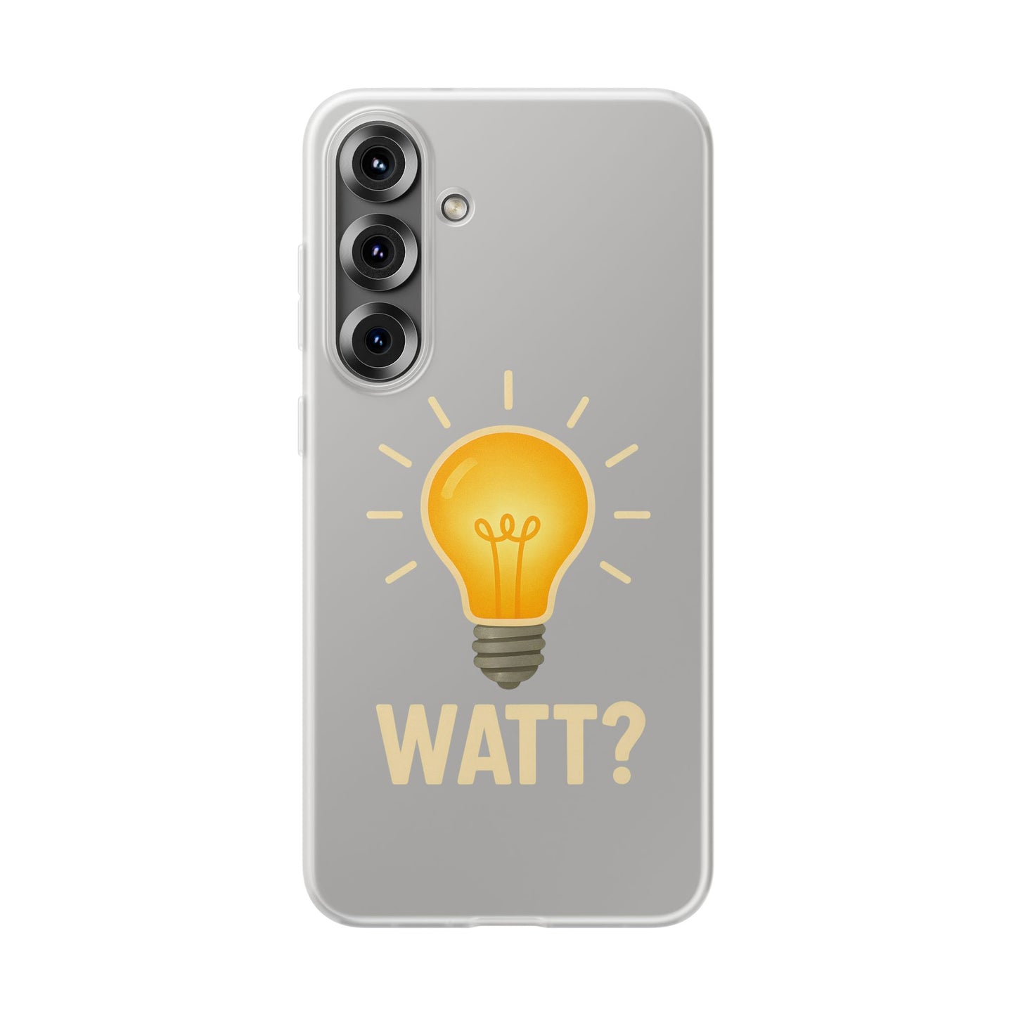 Coque de téléphone WATT? avec motif ampoule | Protection ludique pour les passionnés de technologie et d'électronique