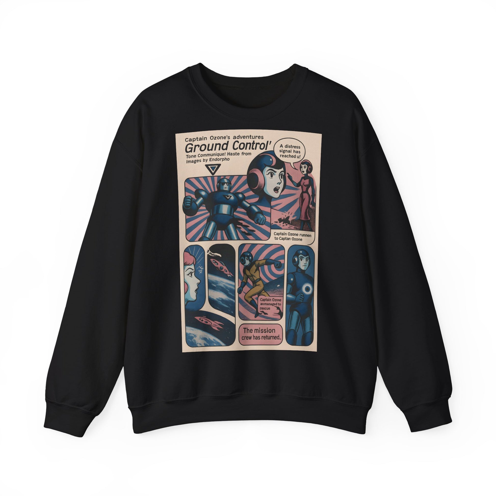 Retro Space Comic Sweatshirt – Captain Ozone „Ground Control“ Edition