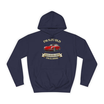 Geschenk zum 50. Geburtstag – Hoodie Jahrgang 1977 mit Porsche-Motiv – Oxford Navy – Vorderseite