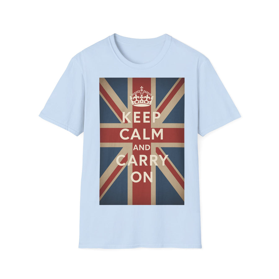 True Insights T-Shirt Keep Calm and Carry On Union Jack Vintage in Hellblau, britische Flagge, Geschenkidee