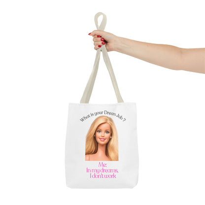 Lustige Tote Bag 'In my dreams I don't work' – Witziger Spruch Anti-Arbeit Stoffbeutel Geschenk für Faulenzer & Tagträumer