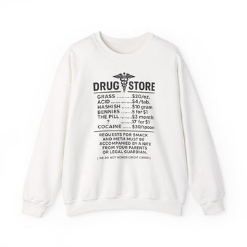 Drug Store Sweatshirt – Vintage-Apotheken-Motiv mit schwarzem Humor