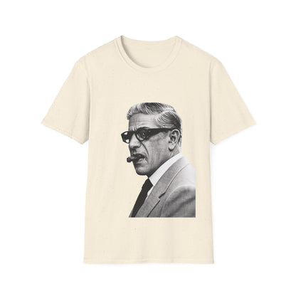 Aristoteles Onassis Portrait T-Shirt Unisex – Ikonische Zigarre & Brille, Vintage Schwarz-Weiß Legende, Retro Fan Geschenk