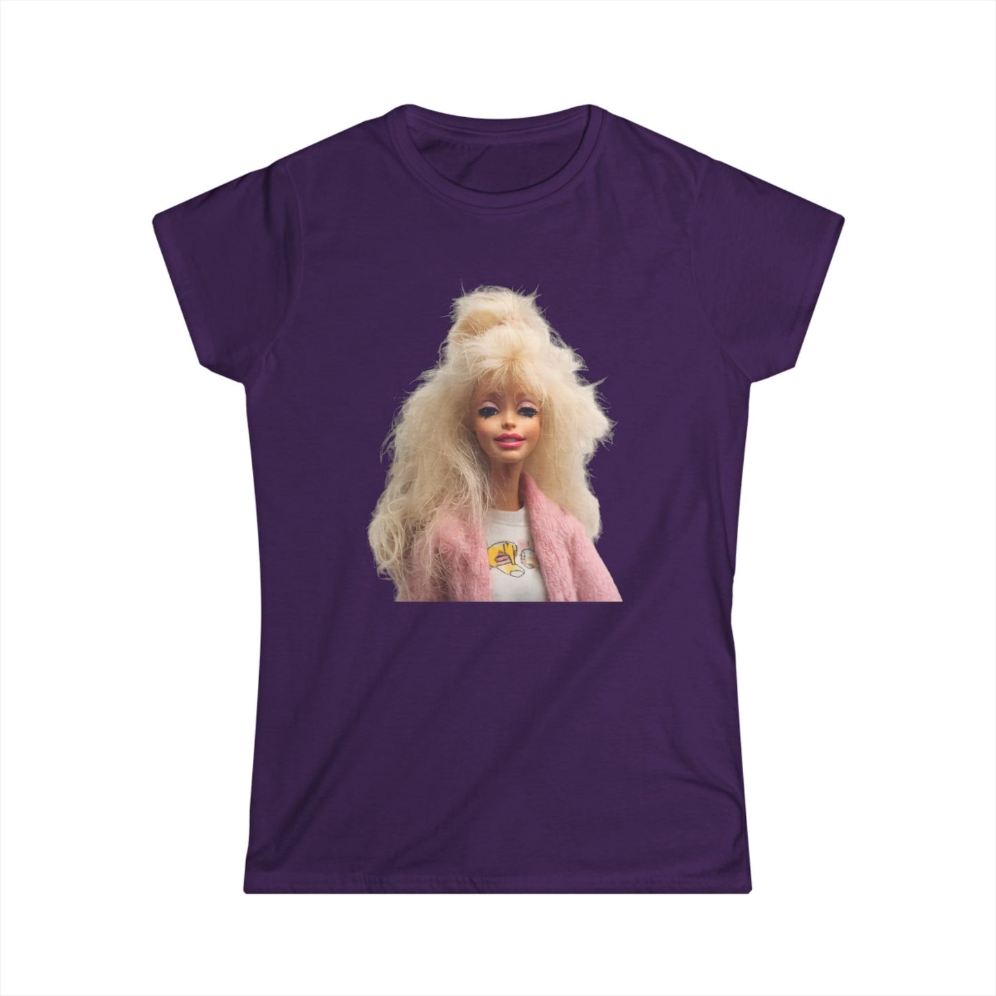 Retro Puppe Damen T-Shirt | Blondes Fashion Doll Motiv 80er 90er Style | Trendiges Statement Shirt für Frauen