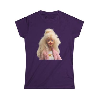 Retro Puppe Damen T-Shirt | Blondes Fashion Doll Motiv 80er 90er Style | Trendiges Statement Shirt für Frauen
