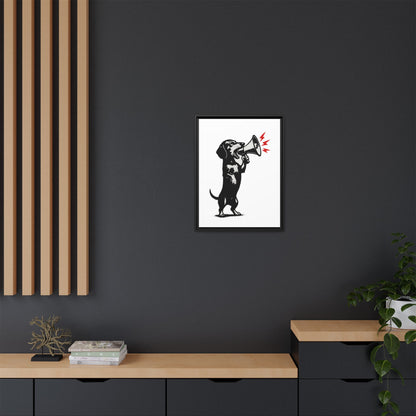 Dog with Megaphone – Satirisches Banksy-inspiriertes Kunstmotiv | Statement Design