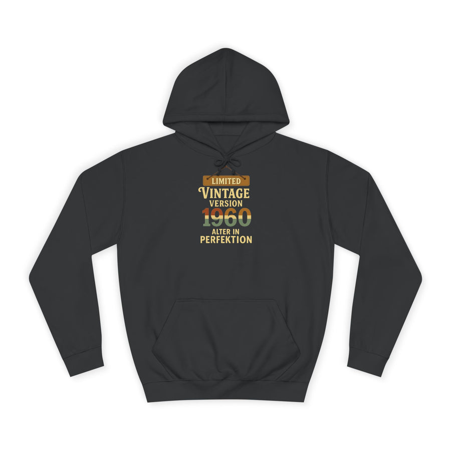 Geschenk zum 66. Geburtstag – Hoodie Jahrgang 1960 Limited Vintage – Jet Black – Vorderseite