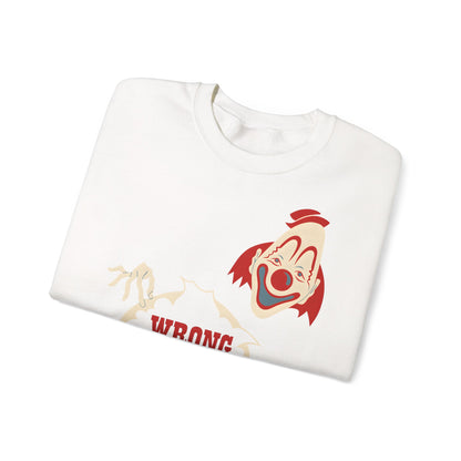 Sweatshirt – Wrong Hole! – Schwarzhumoriges Sweatshirt mit Clown-Design | True Insights Design mit Humor