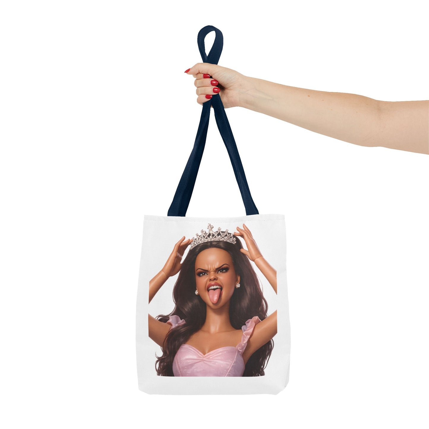 Barbicore Tote Bag – Freche Diva mit Krone & Zunge | Bedruckter Polyester Sportbeutel Gymbag für Gym, Uni & Strand