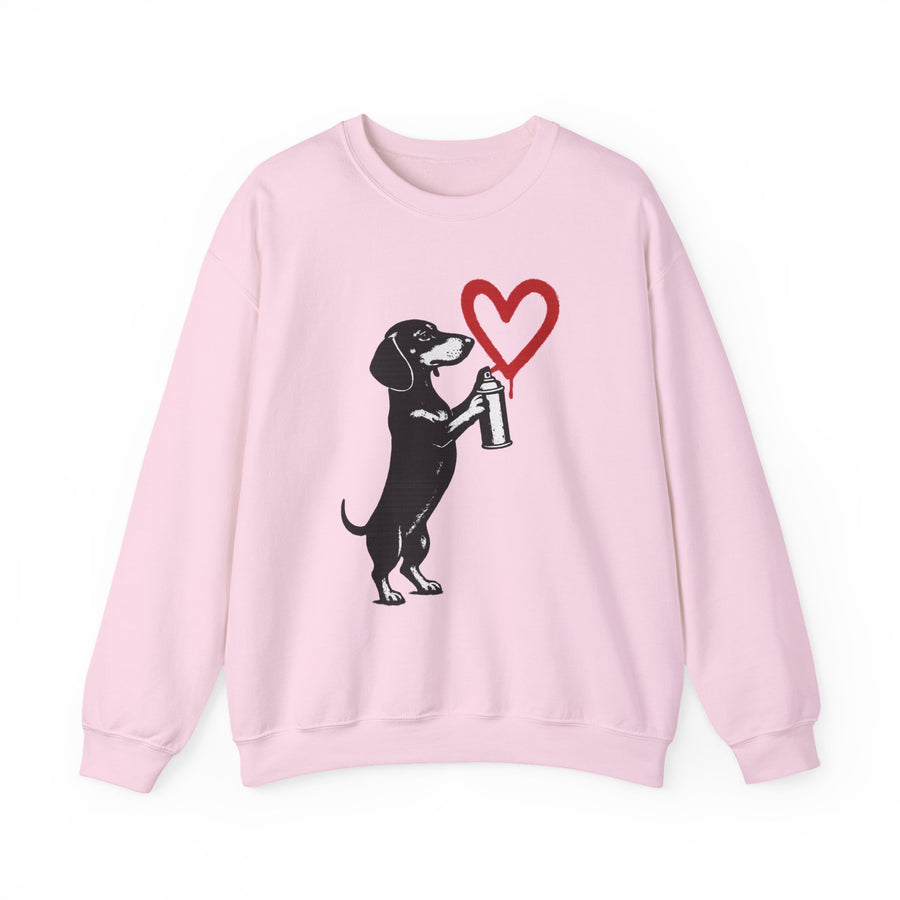 True Insights Dackel mit Sprühdose Sweatshirt – Street-Art-Graffiti-Motiv mit Herz