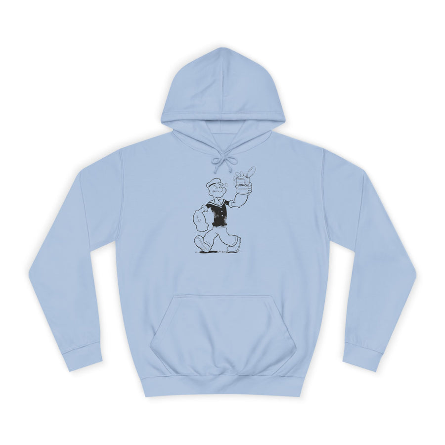 True Insights Hoodie Popeye Spinat Dose Comic Motiv Kapuzenpullover in Sky Blue für Nostalgie Fans