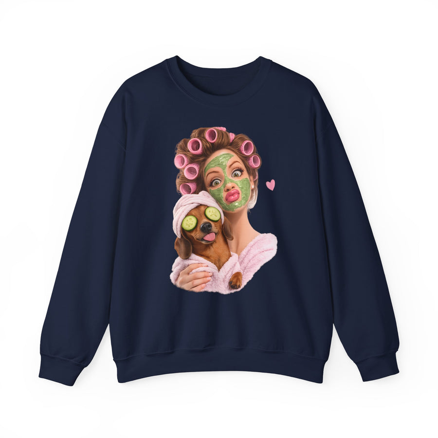 True Insights Dackel Spa Sweatshirt – Lustiges Wellness-Motiv mit Dackel in Navy
