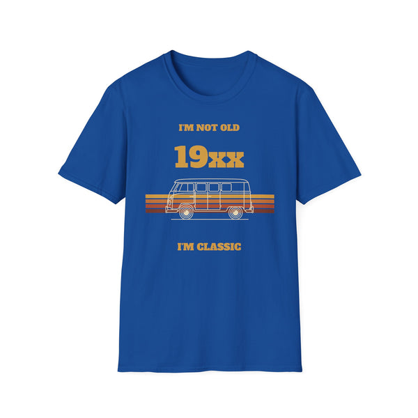 Classic Vintage Tee — "I'm Not Old 19xx I'm Classic" Retro Stripes
