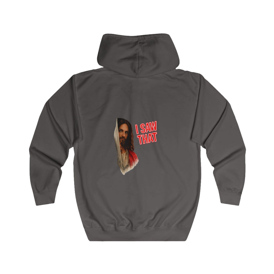I Saw That Jesus Zip-Hoodie – Religieuze humor met een knipoog