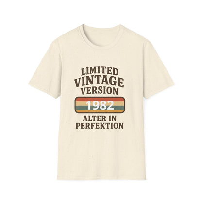 Creme T-Shirt mit Schriftzug Limited-Vintage-Version 1982 Alter-in-Perfektion im Retro-Poster-Stil fuer Geburtstagsgeschenke.