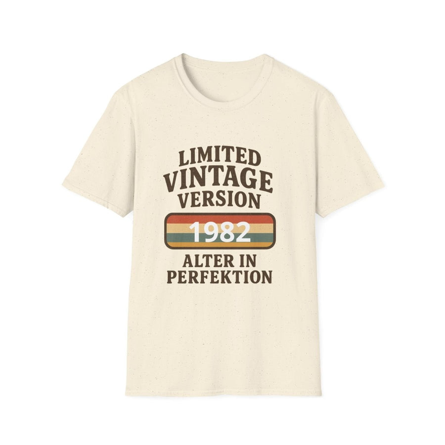 Creme T-Shirt mit Schriftzug Limited-Vintage-Version 1982 Alter-in-Perfektion im Retro-Poster-Stil fuer Geburtstagsgeschenke.