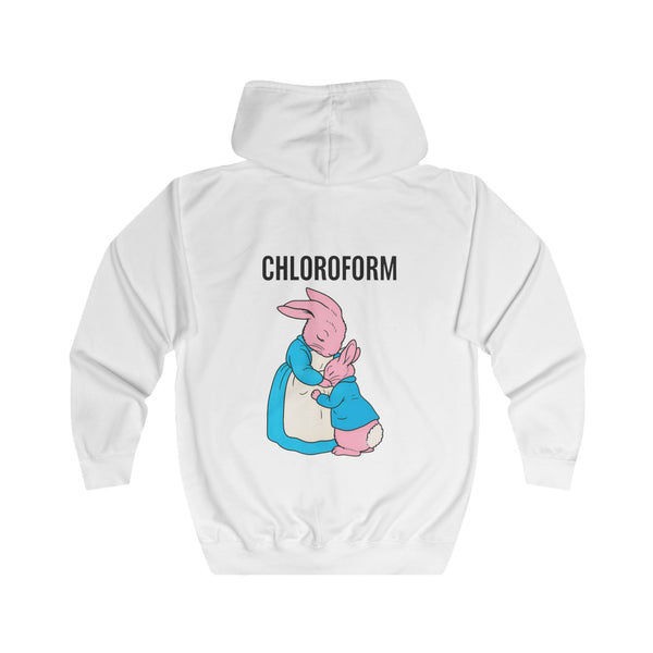 CHLOROFORM Lapin Zip Hoodie – Sweat à Capuche Humour Noir avec Motif Lapin, Cadeau Sarcastique Drôle