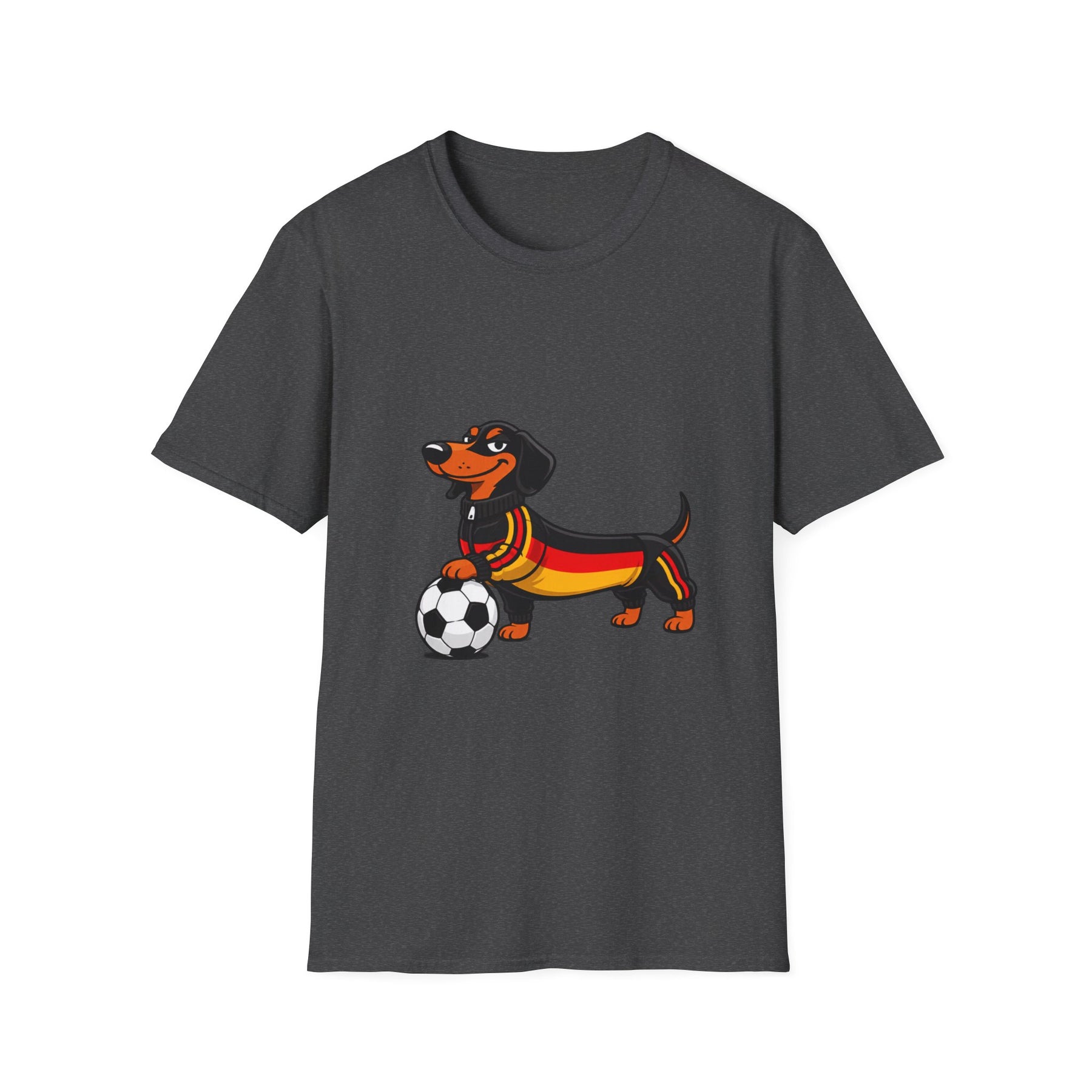 True Insights Unisex T-Shirt Fußball Dackel WM 2026 Deutschland-Motiv in Dark Heather
