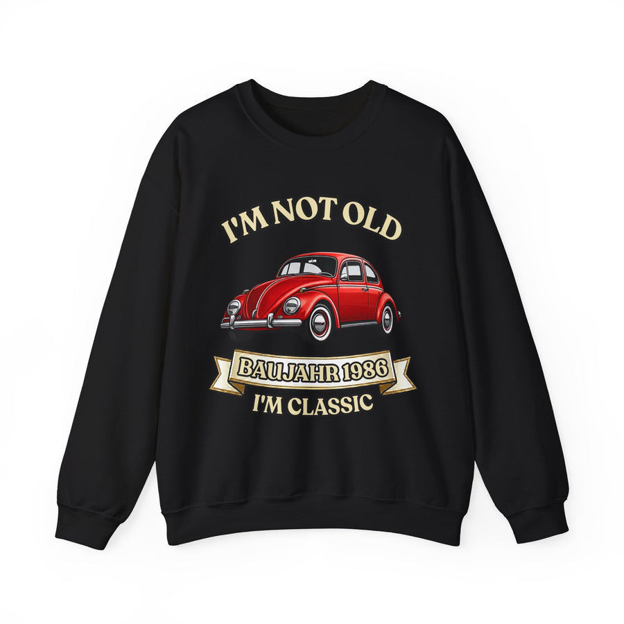 True Insights Geschenk zum 40. Geburtstag – Pullover Jahrgang 1986 VW Käfer | Sweatshirt in Black