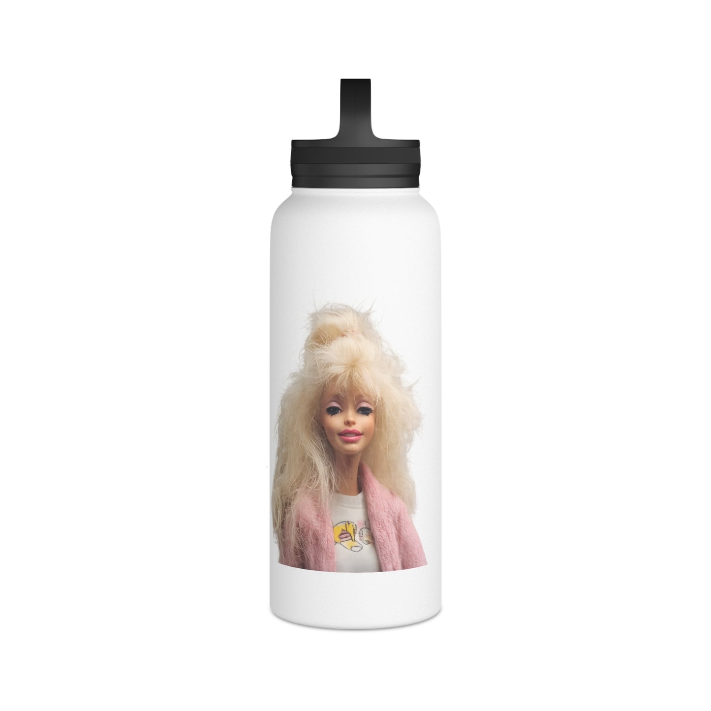 Isolierte Edelstahl-Trinkflasche mit süßem Blonde Doll Motiv – Retro Puppen-Design mit Griff-Deckel, Geschenk für Frauen & Mädchen