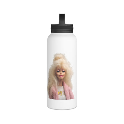 Isolierte Edelstahl-Trinkflasche mit süßem Blonde Doll Motiv – Retro Puppen-Design mit Griff-Deckel, Geschenk für Frauen & Mädchen