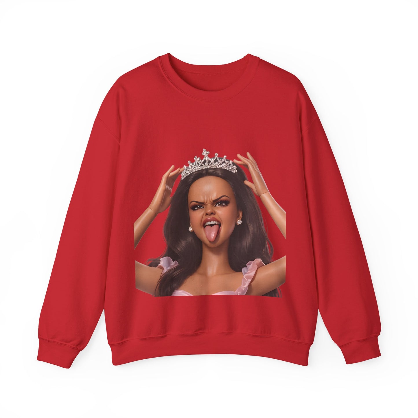 Barbicore Sweatshirt – Freches Doll-Motiv mit Tiara & Zunge raus | Pinkes Puppen-Design für Fans, Ironie & Statement-Fashion