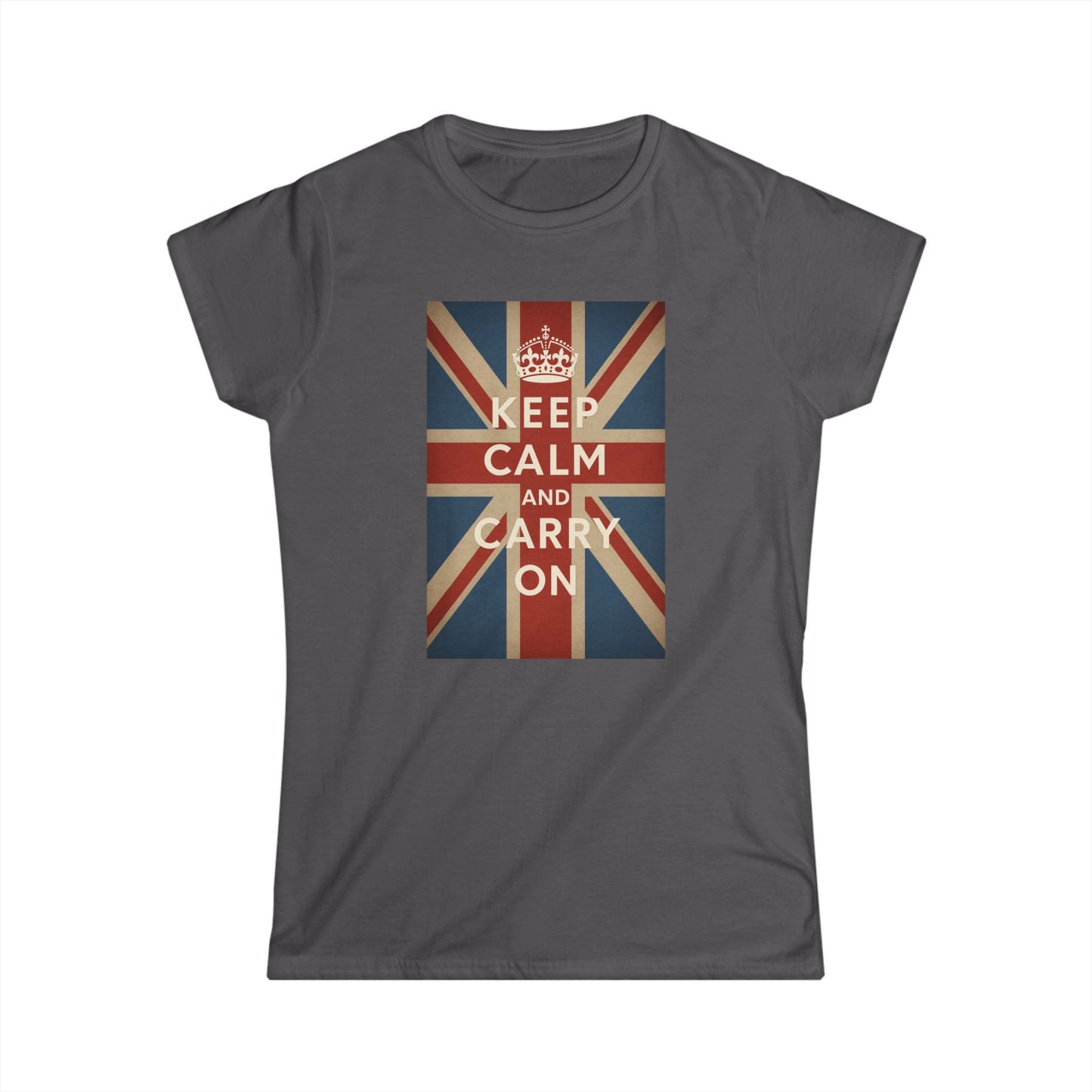 Keep Calm and Carry On Dames Shirt – Union Jack Kroon Vintage Brits Engeland Retro T-Shirt