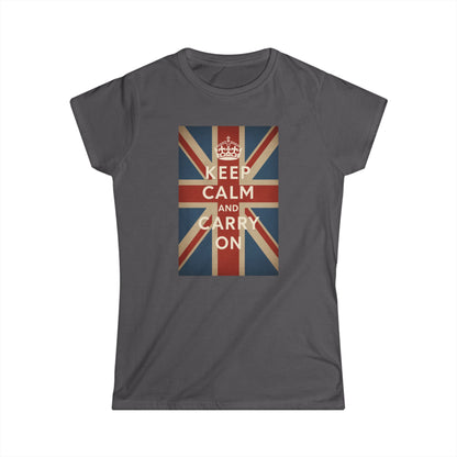 Keep Calm and Carry On Dames Shirt – Union Jack Kroon Vintage Brits Engeland Retro T-Shirt
