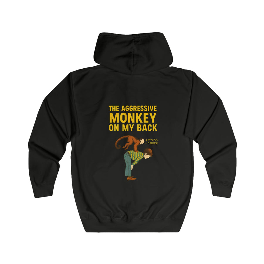The Aggressive Monkey On My Back Zip Hoodie – Funny Vintage Parody Hoodie