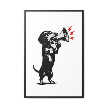 Dog with Megaphone – Satirisches Banksy-inspiriertes Kunstmotiv | Statement Design