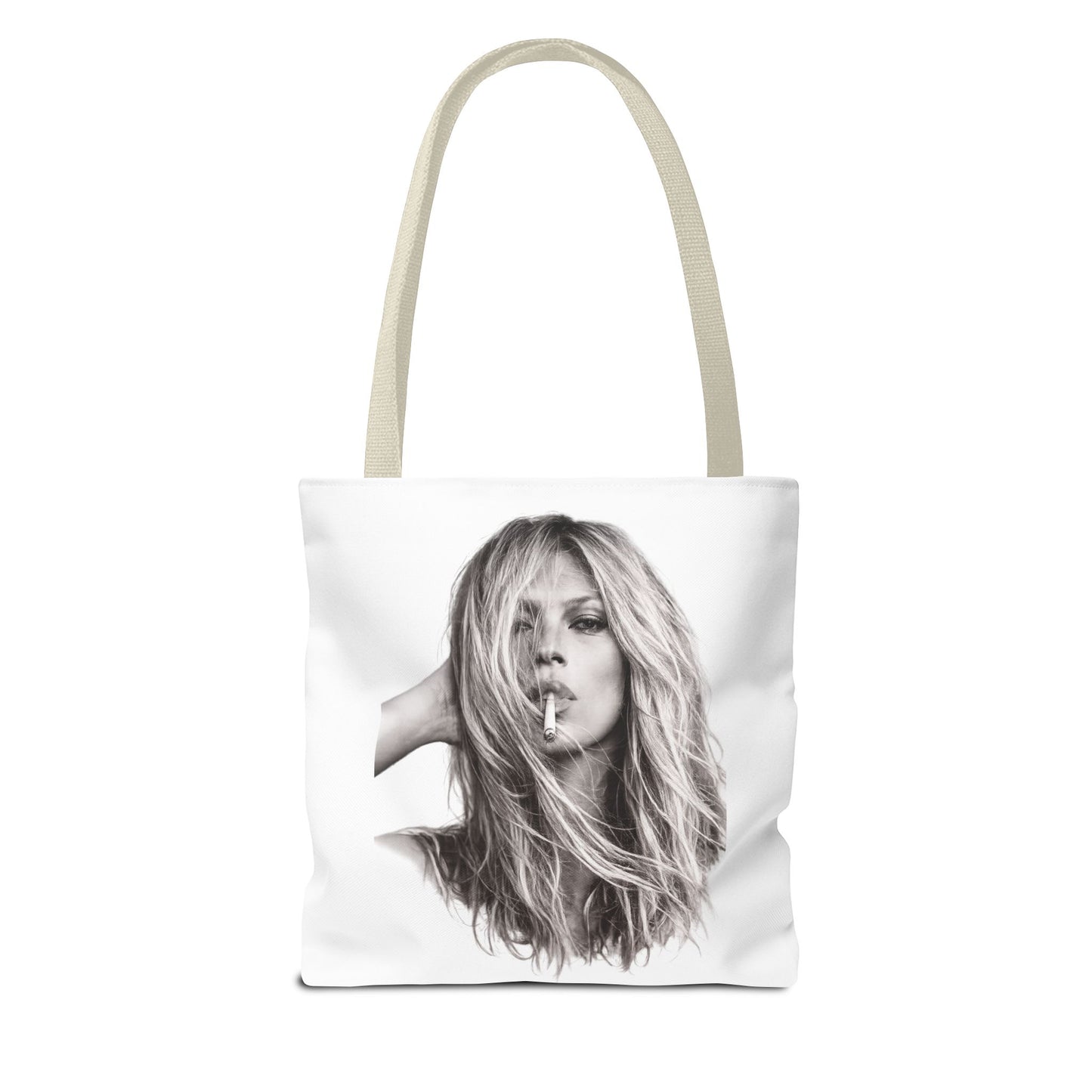 Kate Moss Tote Bag – Schwarz-Weiß Portrait Fashion Icon Stofftasche | Kultiges Model Motiv für Fans & Fashionistas