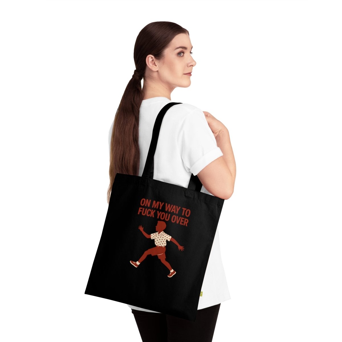 Tote Bag – „On my way to f*ck you over“ | Lustiger Stoffbeutel mit Retro-Motiv & ironischer Botschaft-Bags-True Insights