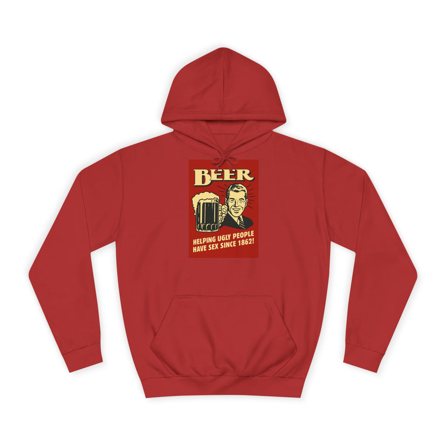 BEER Hoodie Rétro Vintage Bière Humour - Helping Ugly People - Cadeau drôle amateurs de bière, fête & homme