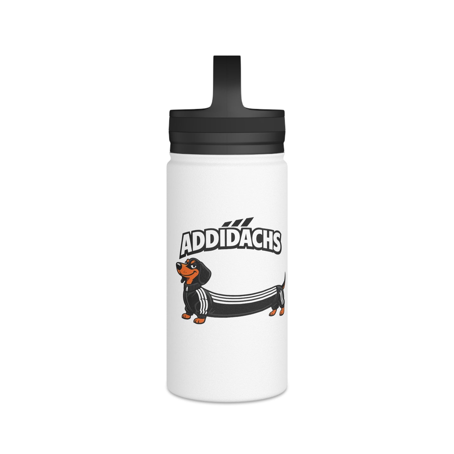Lustiger Dackel Isolierte Edelstahl Trinkflasche mit Griffdeckel — Witziges Hunde-Motiv Geschenk für Dackelbesitzer & Sportfans