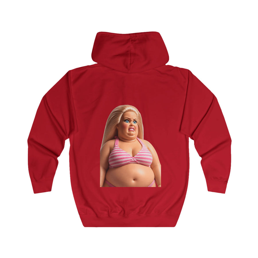 True Insights Genervte Blondine Zip-Hoodie – Lustiges Statement-Motiv mit Bikini-Puppe