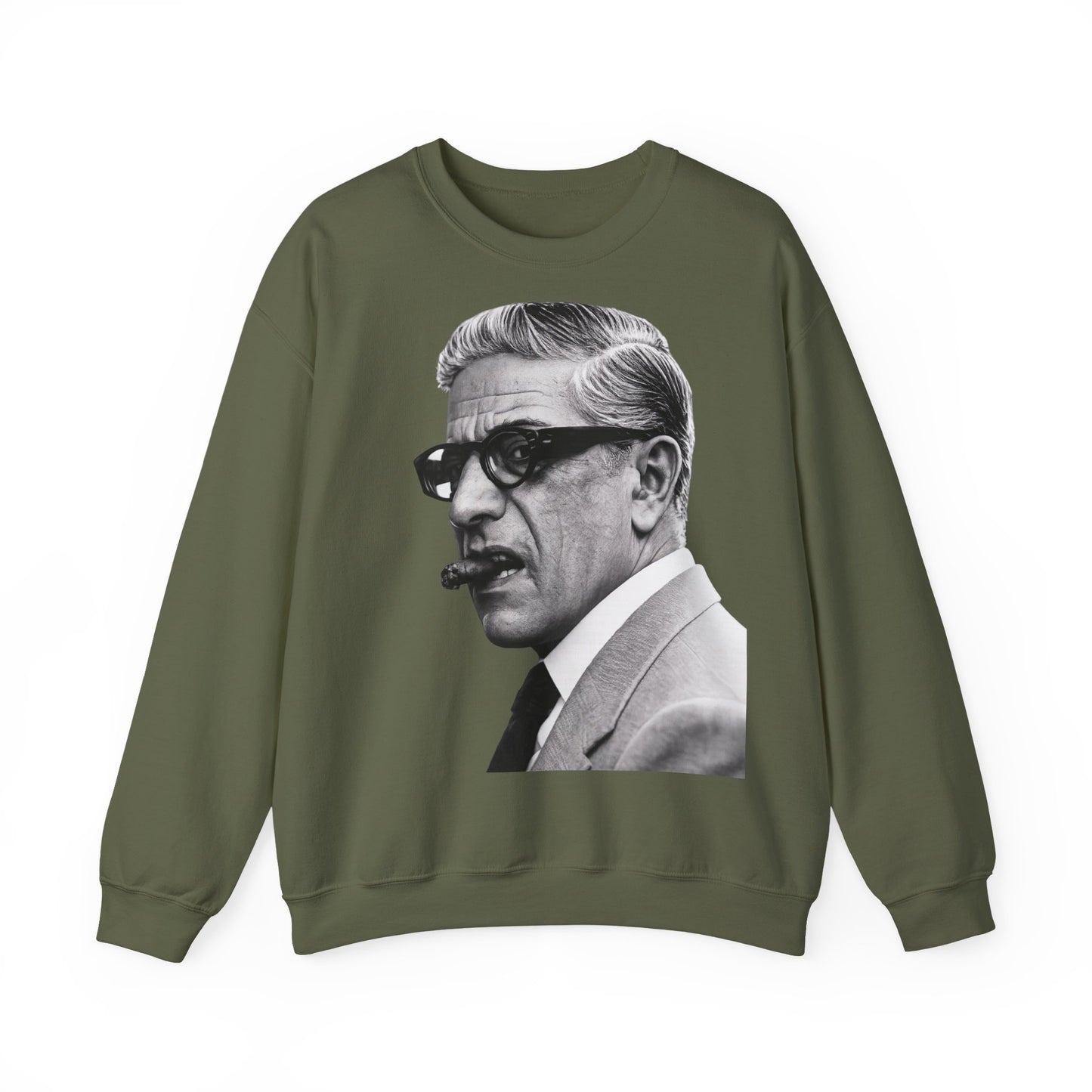 Aristoteles Onassis Sweatshirt – Schwarz-Weiß Porträt mit Zigarre & Brille | Vintage Legenden Pullover Herren Damen