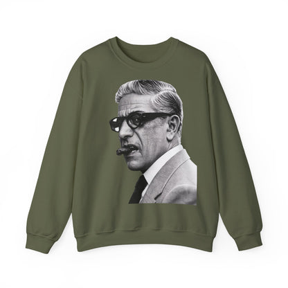 Aristoteles Onassis Sweatshirt – Schwarz-Weiß Porträt mit Zigarre & Brille | Vintage Legenden Pullover Herren Damen