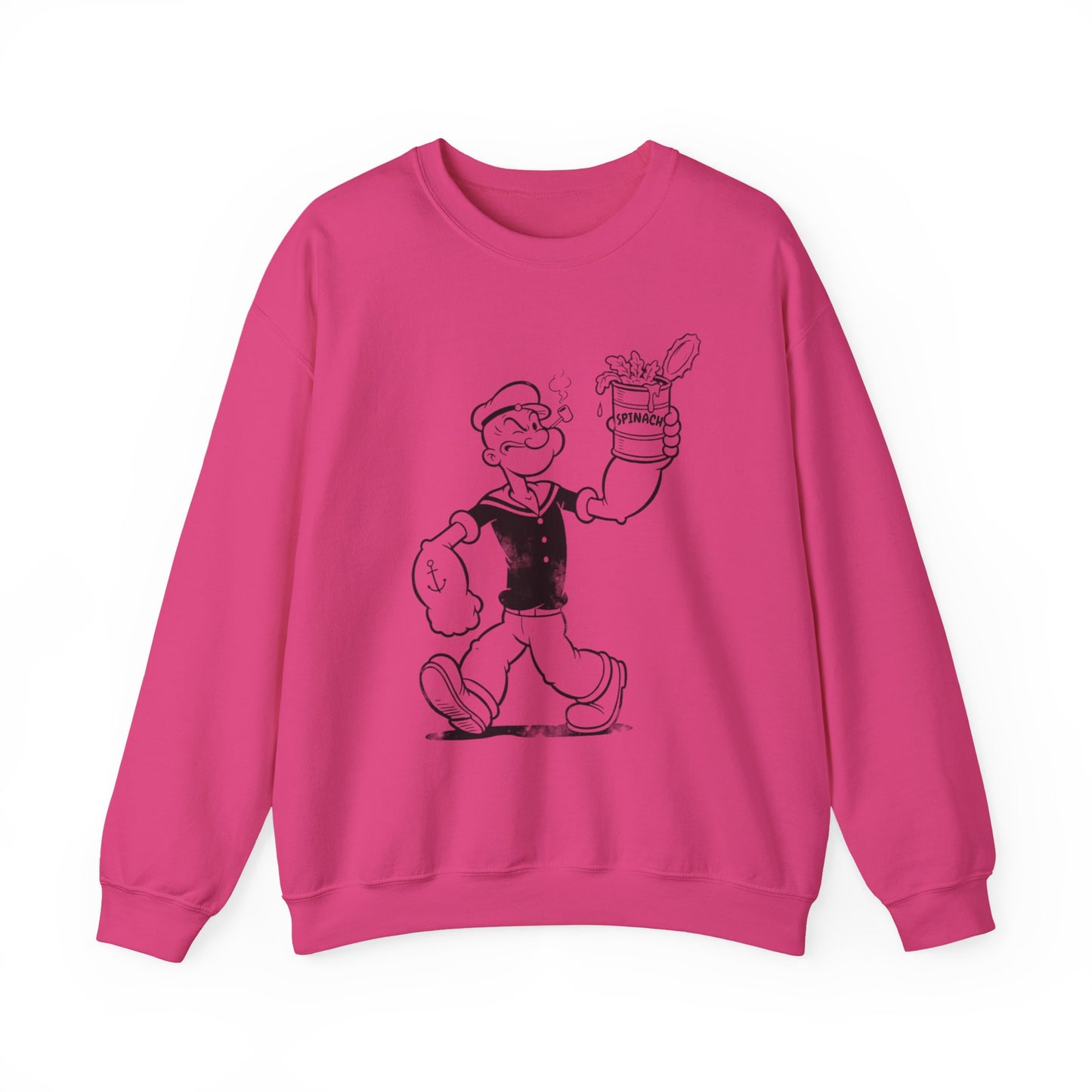 True Insights Sweatshirt Popeye Spinat Dose Kult Sailor Pullover in Heliconia Pink