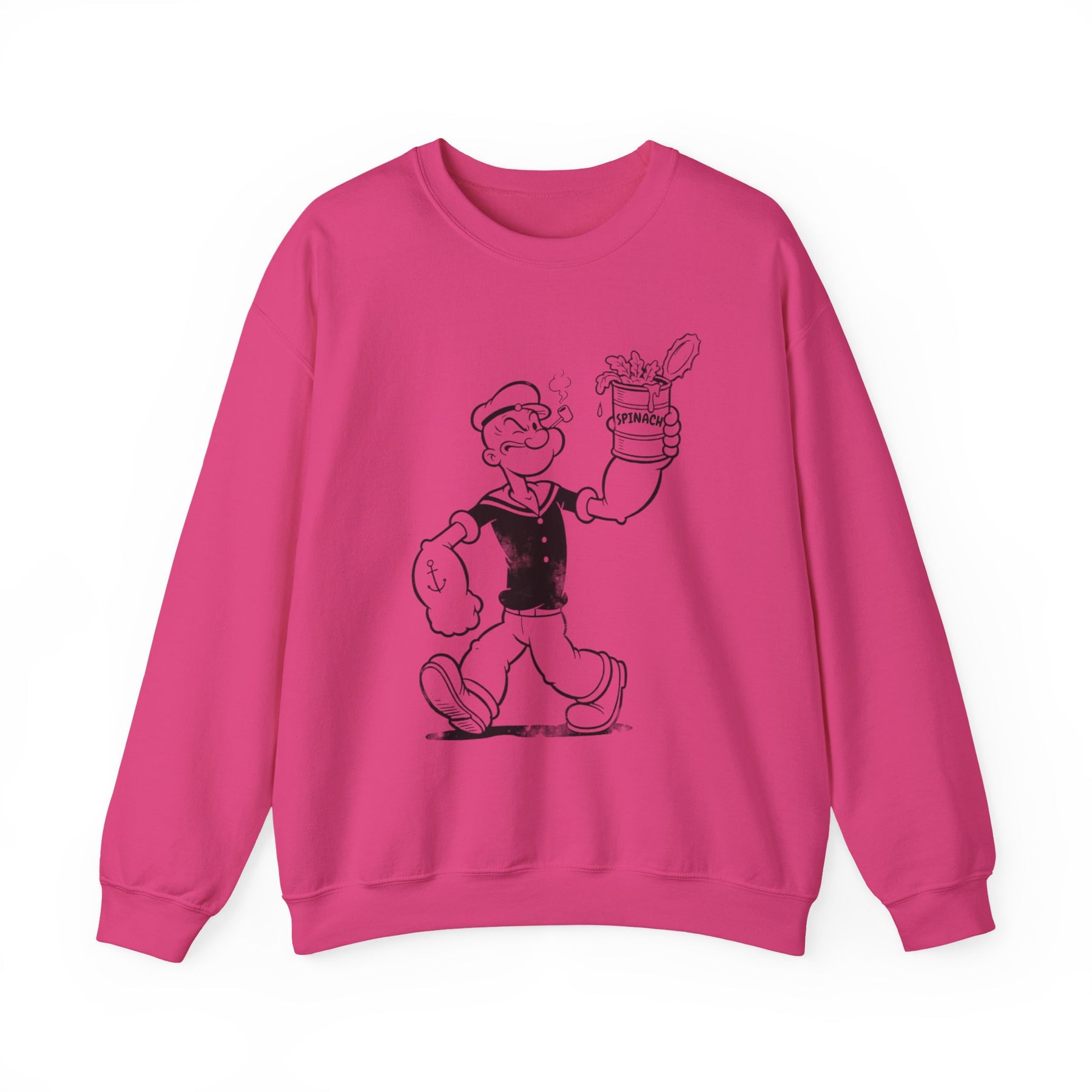 True Insights Sweatshirt Popeye Spinat Dose Kult Sailor Pullover in Heliconia Pink