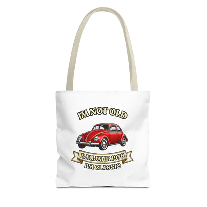 Tote Bag Baujahr 1976 - I'm Not Old I'm Classic - Roter Käfer Oldtimer - 50. Geburtstag Geschenk Stoffbeutel