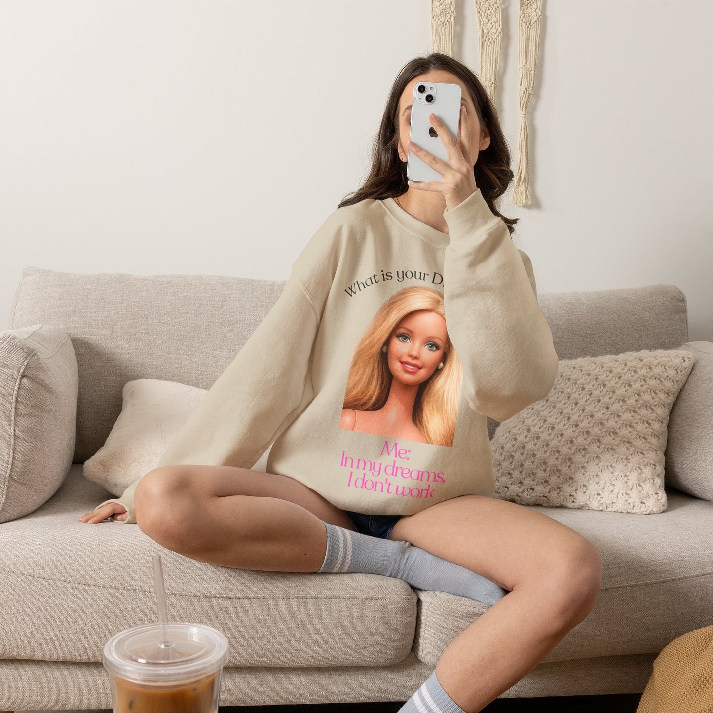 Lustiges Sweatshirt 'In my dreams I don't work' - Anti-Arbeit Spruch Pullover für Faulenzer & Büromuffel