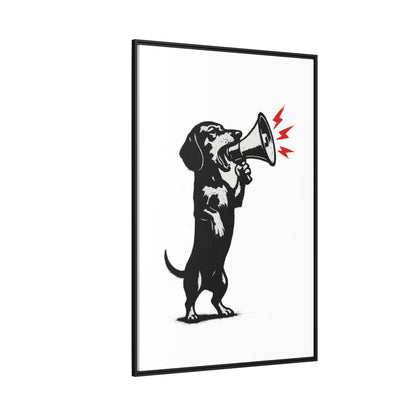 Dog with Megaphone – Satirisches Banksy-inspiriertes Kunstmotiv | Statement Design